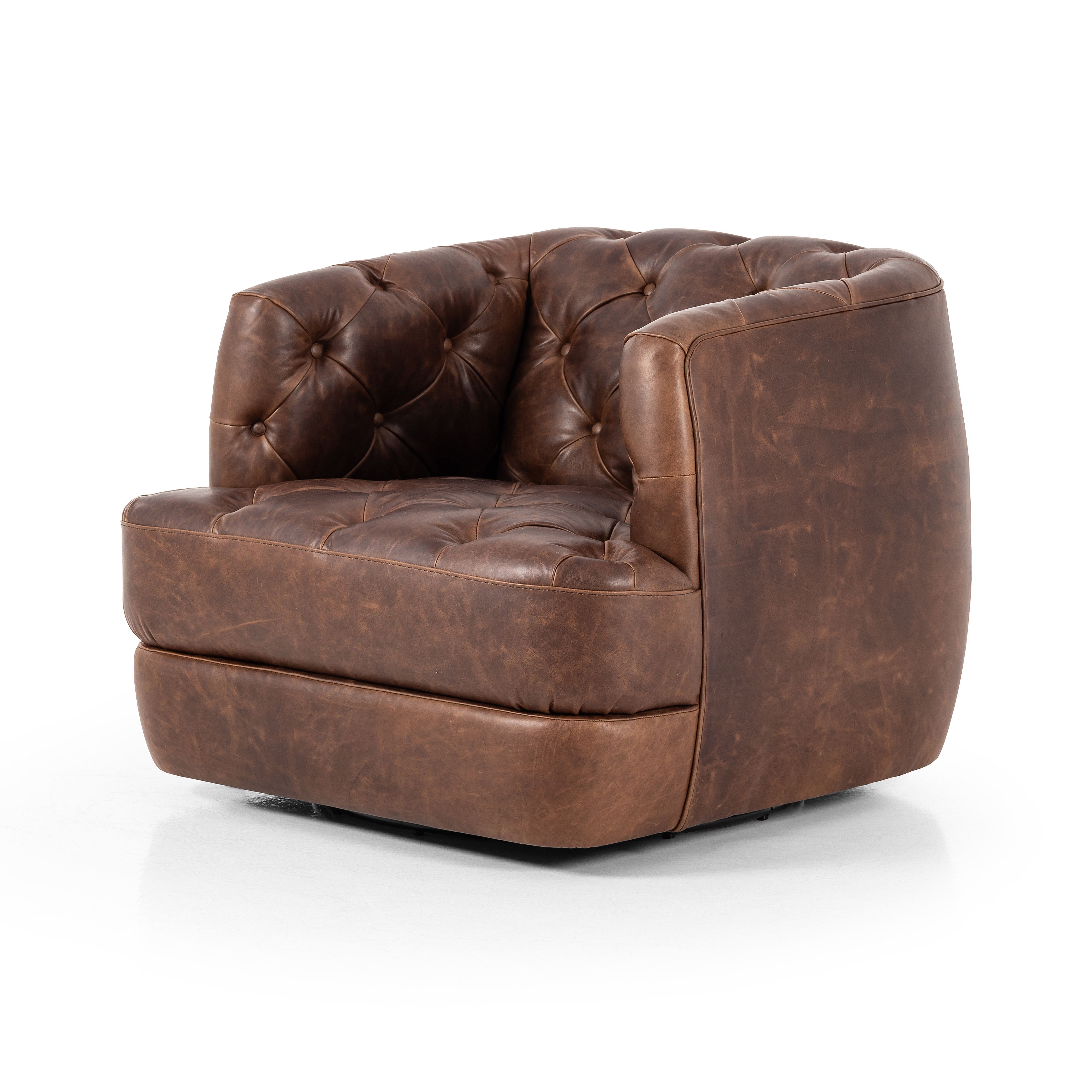 Top grain leather barrel chair discount